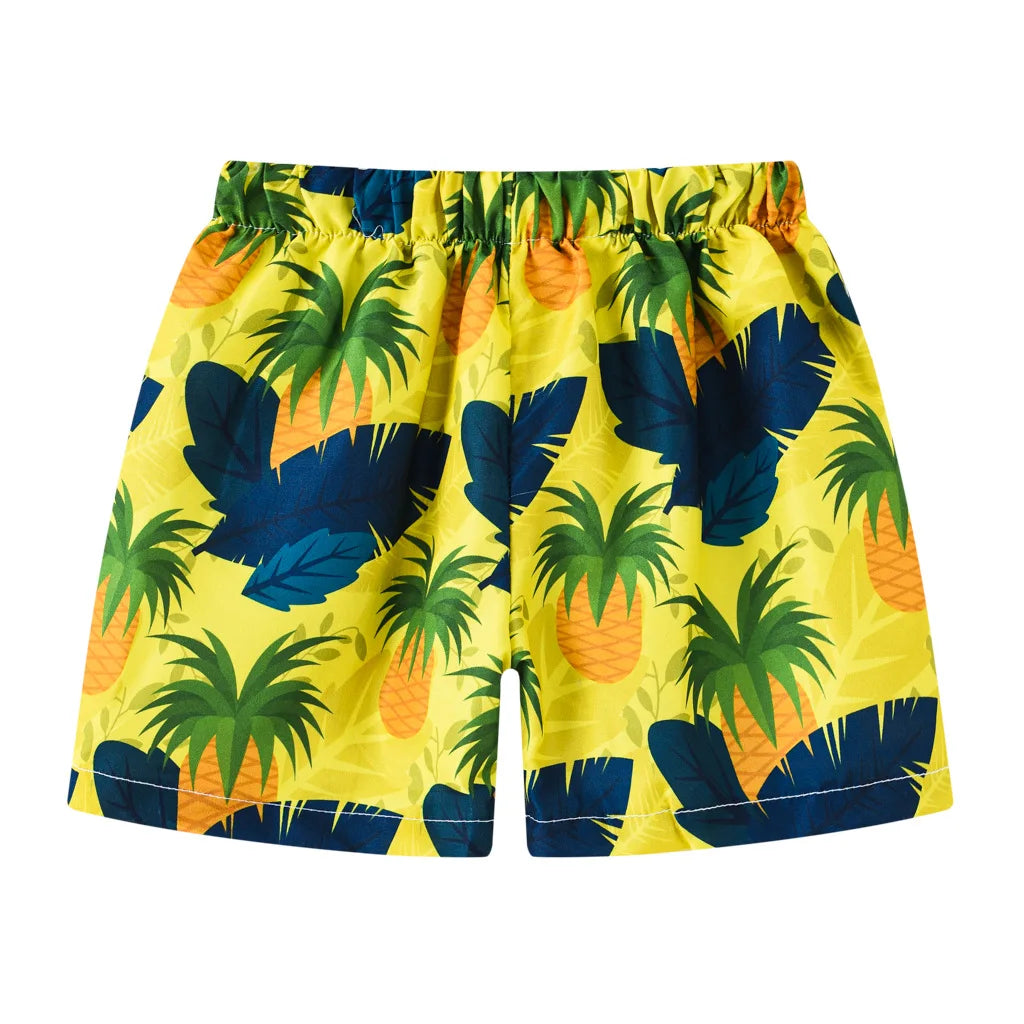 Boys Cartoon Print Beach Shorts Summer Quick Dry Swim Trunks Kids Casual Board Shorts Toddler Swimwear Bathing Suit For 2-8Y
