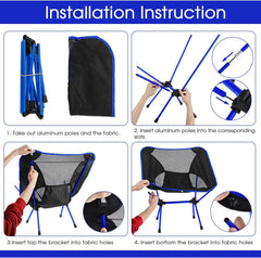 Folding Chair Ultralight Detachable Portable Lightweight Chair Folding Extended Seat  Fishing Camping Home BBQ Garden Hiking