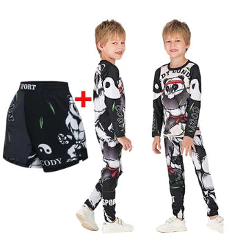 Rashguard Jiu Jitsu Kimono MMA Kid's T-shirt+Pant Sets Kid Rash Guard Children Muay Thai MMA Shorts Kickboxing Boys Gym Clothing