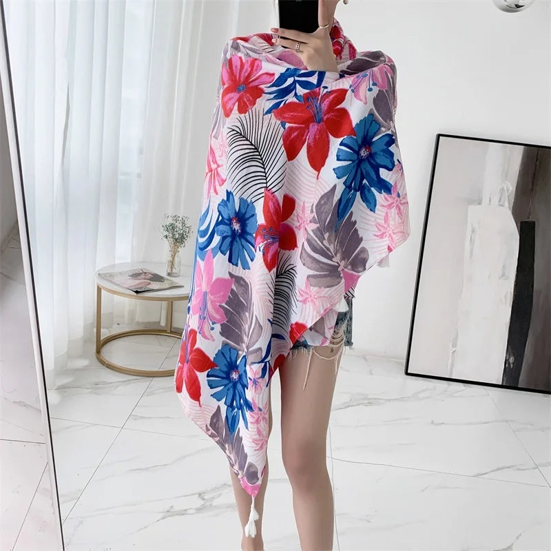 20 Styles 90x180cm Cotton Linen Summer Beach Dress Bikini Cover-ups Sarong Wrap Scarf Women Brazilian Swimsuit Bathing Cover Up