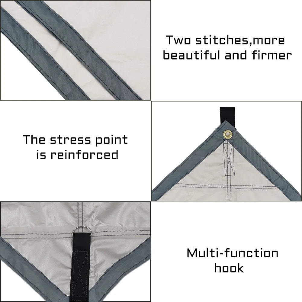 Lightweight 3x4M Hexagonal Camping Tarp Waterproof Awning Sun Shelter Outdoor Canopy for Hiking Beach Picnic Travel