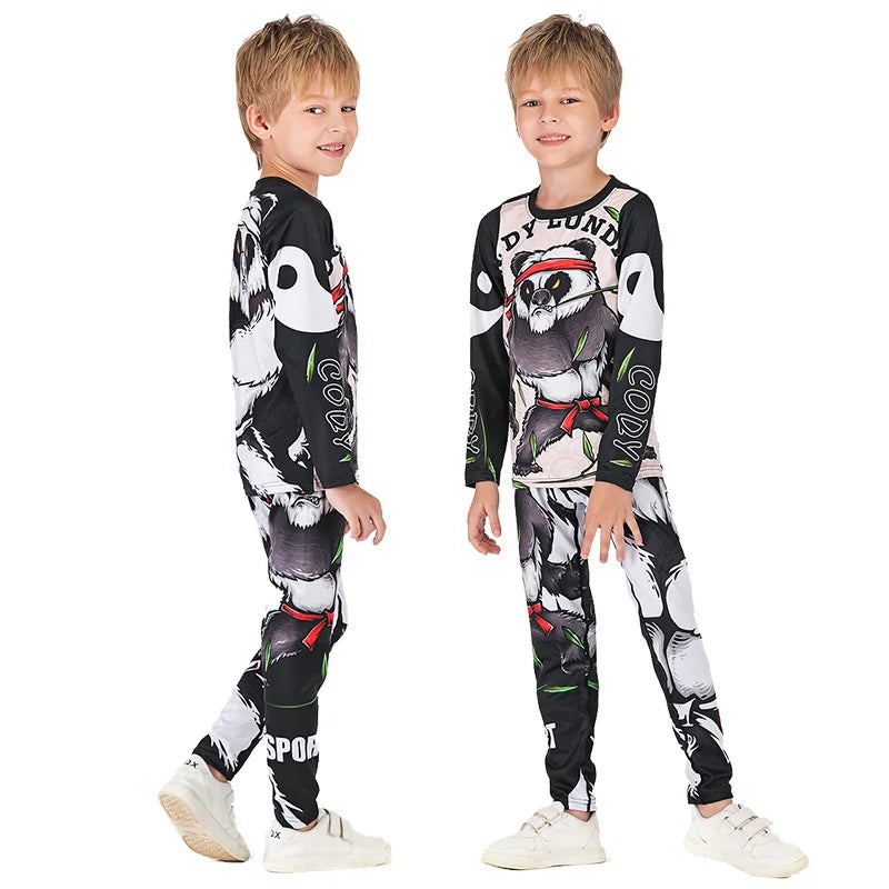 Rashguard Jiu Jitsu Kimono MMA Kid's T-shirt+Pant Sets Kid Rash Guard Children Muay Thai MMA Shorts Kickboxing Boys Gym Clothing