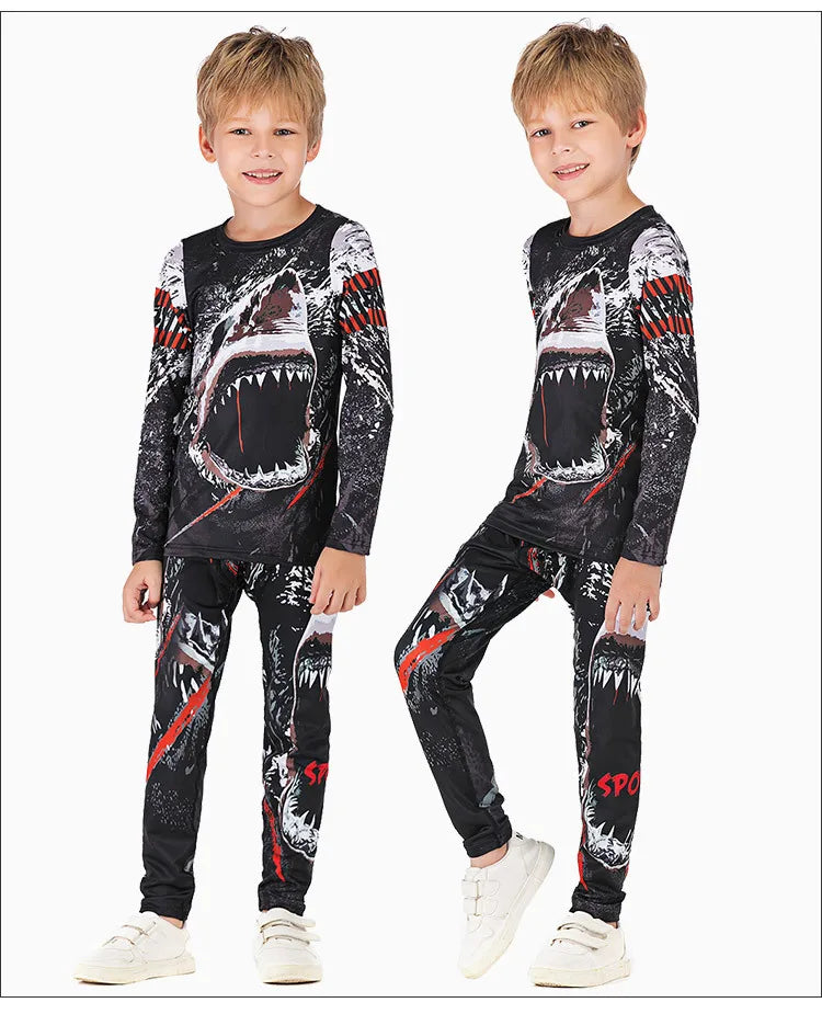 Rashguard Jiu Jitsu Kimono MMA Kid's T-shirt+Pant Sets Kid Rash Guard Children Muay Thai MMA Shorts Kickboxing Boys Gym Clothing