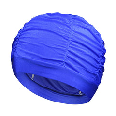 New Solid Color Long Hair Women Men Swim Pool Seaside Water Sports Elastic Pleated Nylon Fabric Bathing Swimming Caps Hat Turban