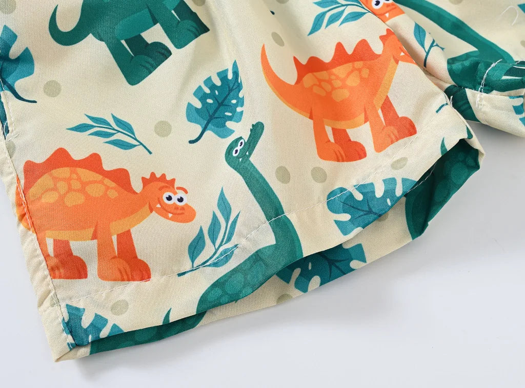 Boys Cartoon Print Beach Shorts Summer Quick Dry Swim Trunks Kids Casual Board Shorts Toddler Swimwear Bathing Suit For 2-8Y