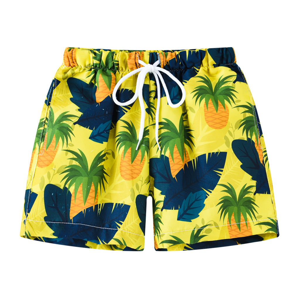 Boys Cartoon Print Beach Shorts Summer Quick Dry Swim Trunks Kids Casual Board Shorts Toddler Swimwear Bathing Suit For 2-8Y