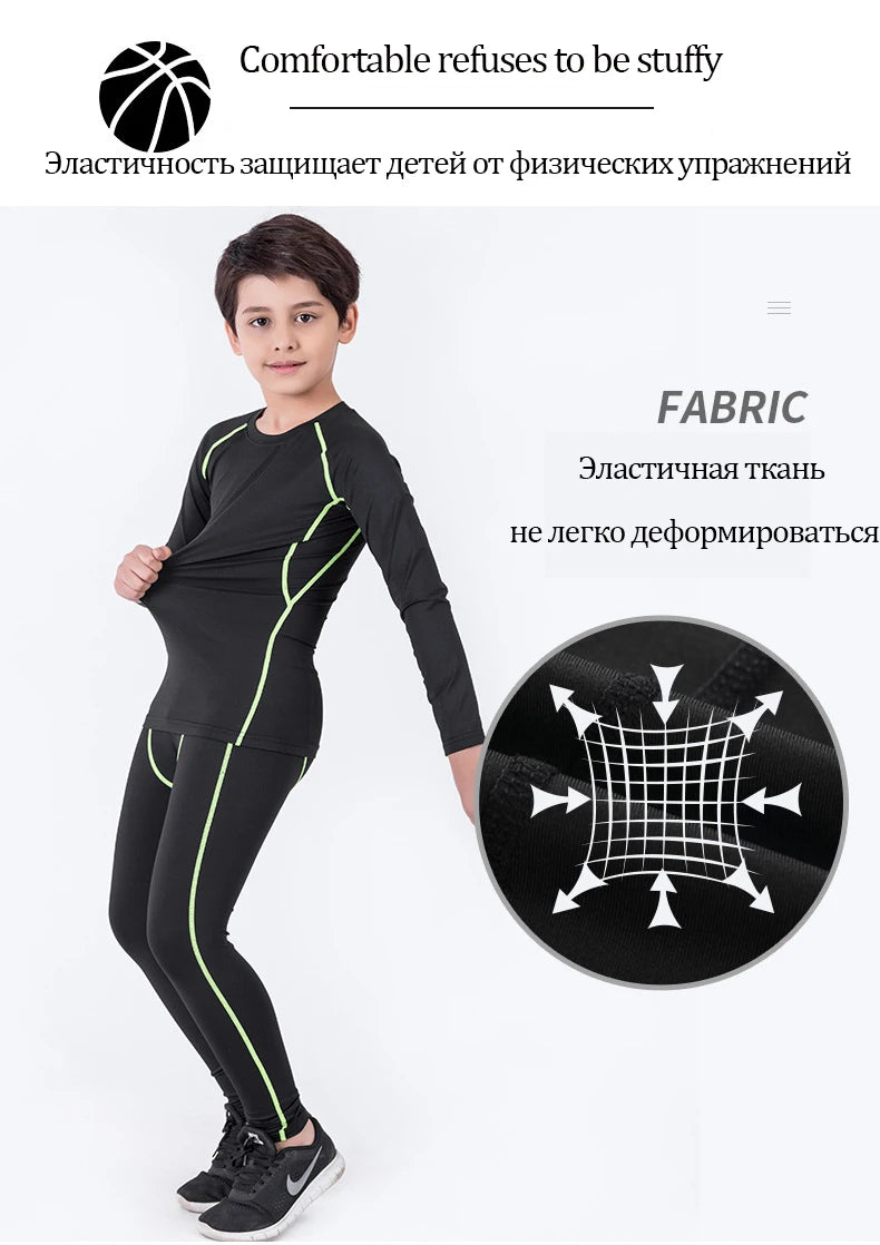 4 Pcs/Set Kid's MMA Compression T-shirt+Pants Rashguard Sportswear Boy Muay Thai Shorts Bjj Gi Rash Guard For Kid Boxing Suits