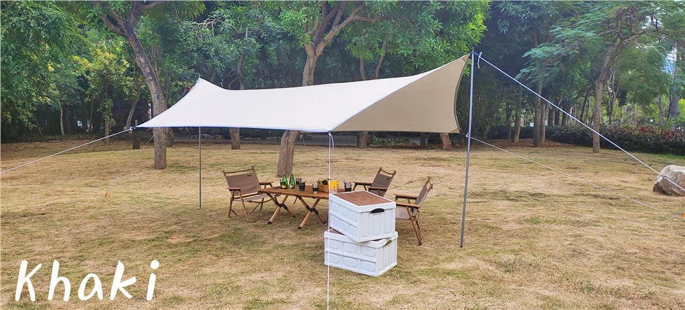 Lightweight 3x4M Hexagonal Camping Tarp Waterproof Awning Sun Shelter Outdoor Canopy for Hiking Beach Picnic Travel