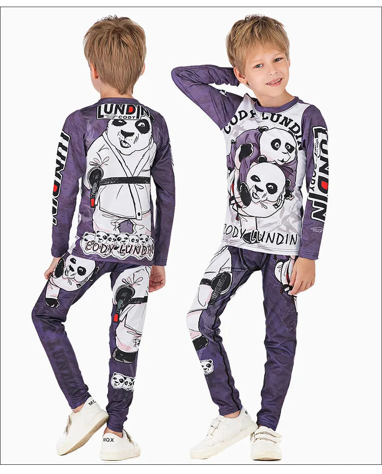 Rashguard Jiu Jitsu Kimono MMA Kid's T-shirt+Pant Sets Kid Rash Guard Children Muay Thai MMA Shorts Kickboxing Boys Gym Clothing