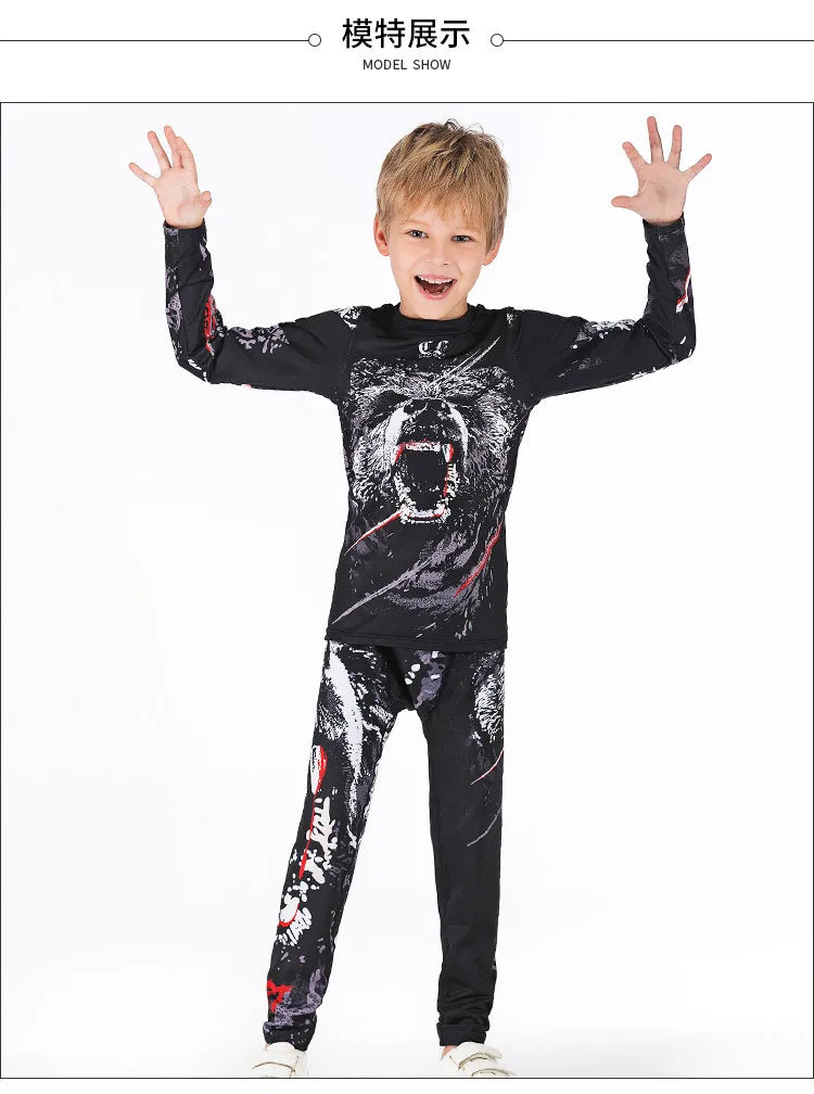 Rashguard Jiu Jitsu Kimono MMA Kid's T-shirt+Pant Sets Kid Rash Guard Children Muay Thai MMA Shorts Kickboxing Boys Gym Clothing