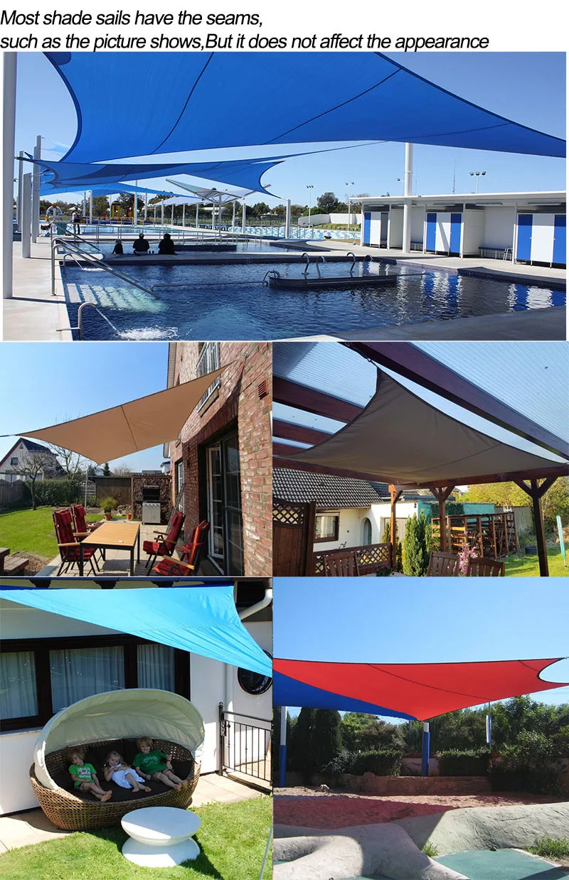 420D Waterproof Square Rectangular Shade sail, Outdoor Garden Swimming Pool Awning, Camping Hiking Sun shelter