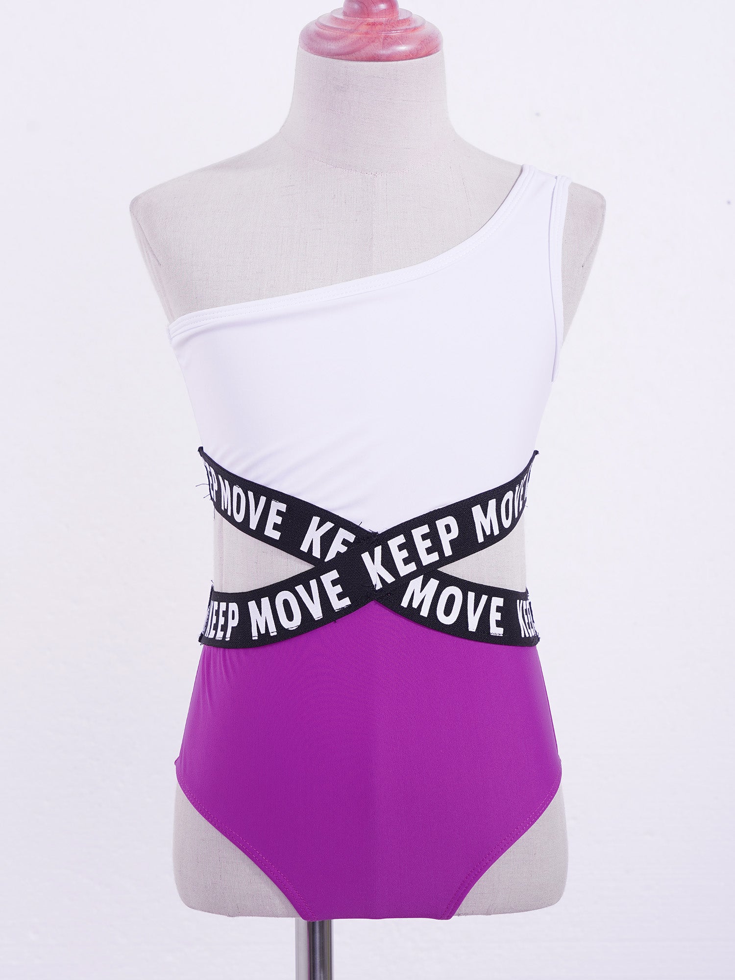Kids Girls Hollow Out One-piece Swimwear Single Shoulder Letter Print Bodysuit Swimsuit Pool Bathing Suit Beachwear Sportswear