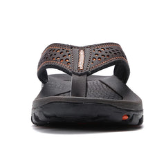 Jumpmore Summer Flip Flops Men Shoes Outdoor Fashion PU Leather Flat Shoes Beach Holiday Shoes Size 40-50