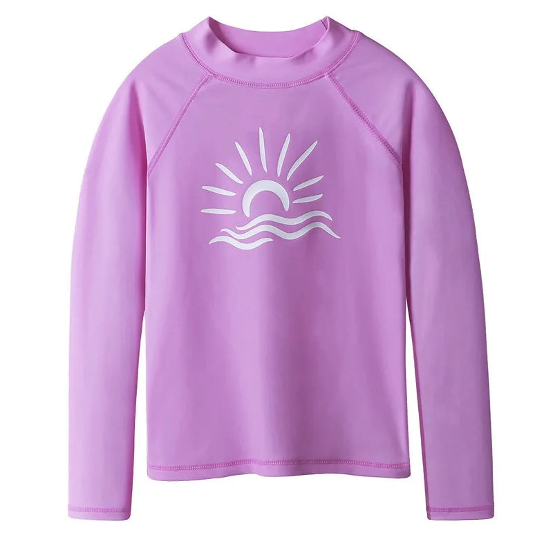 BAOHULU Long Sleeve Rashguard Kids Swimwear Girls Surf  Suit UPF 50+ Sun Protection Shirts Boys Swim Rash Guard Beach Wear
