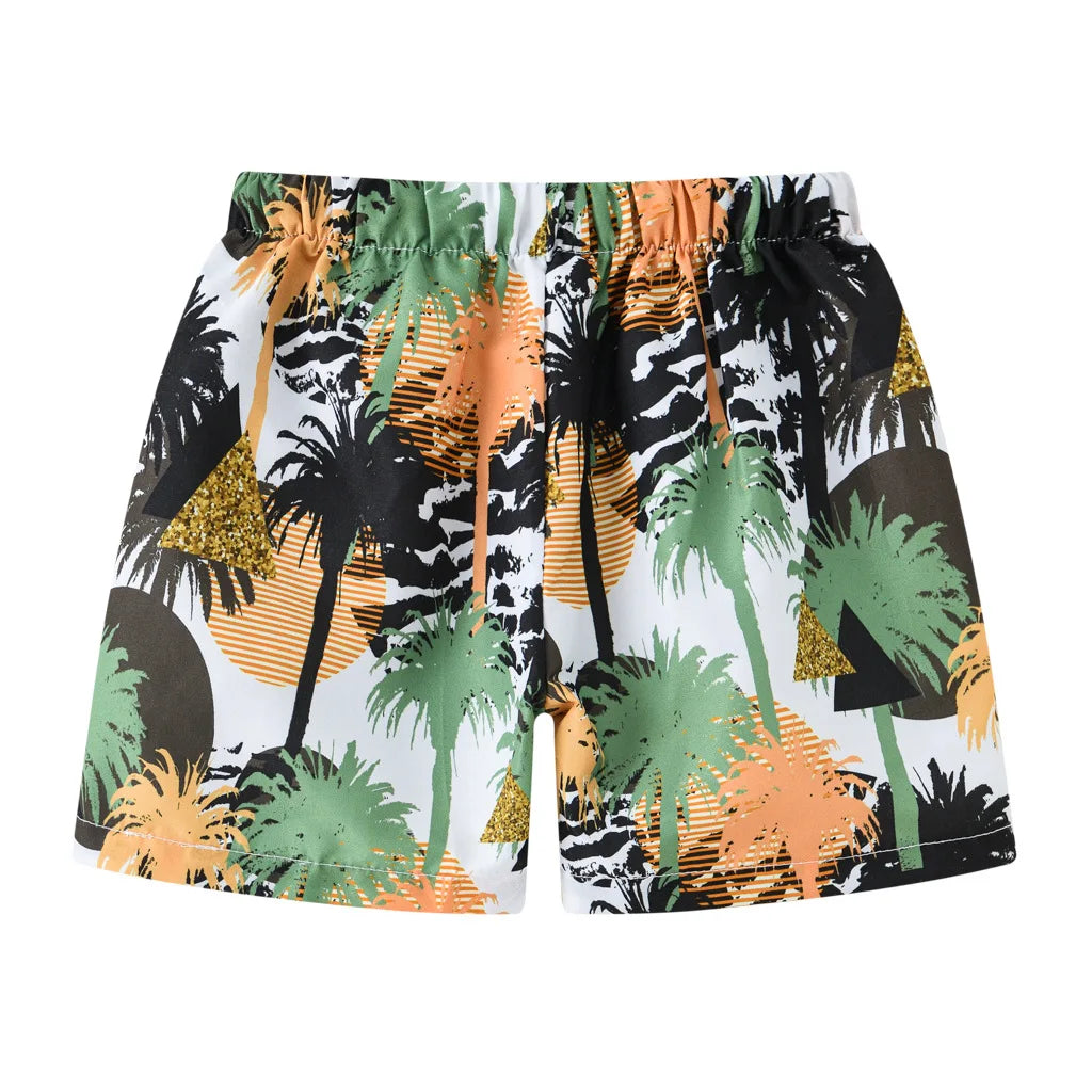 Boys Cartoon Print Beach Shorts Summer Quick Dry Swim Trunks Kids Casual Board Shorts Toddler Swimwear Bathing Suit For 2-8Y