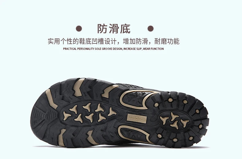 Jumpmore Summer Flip Flops Men Shoes Outdoor Fashion PU Leather Flat Shoes Beach Holiday Shoes Size 40-50