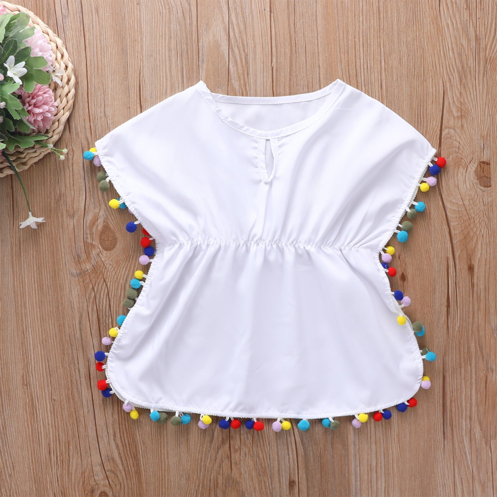 0-5Y Baby Girls Swimwear Cover-up 2026 Summer Leopard Tassel Kids Beach Dress Poncho Swimsuits Bikini Cover Ups Toddler Sundress