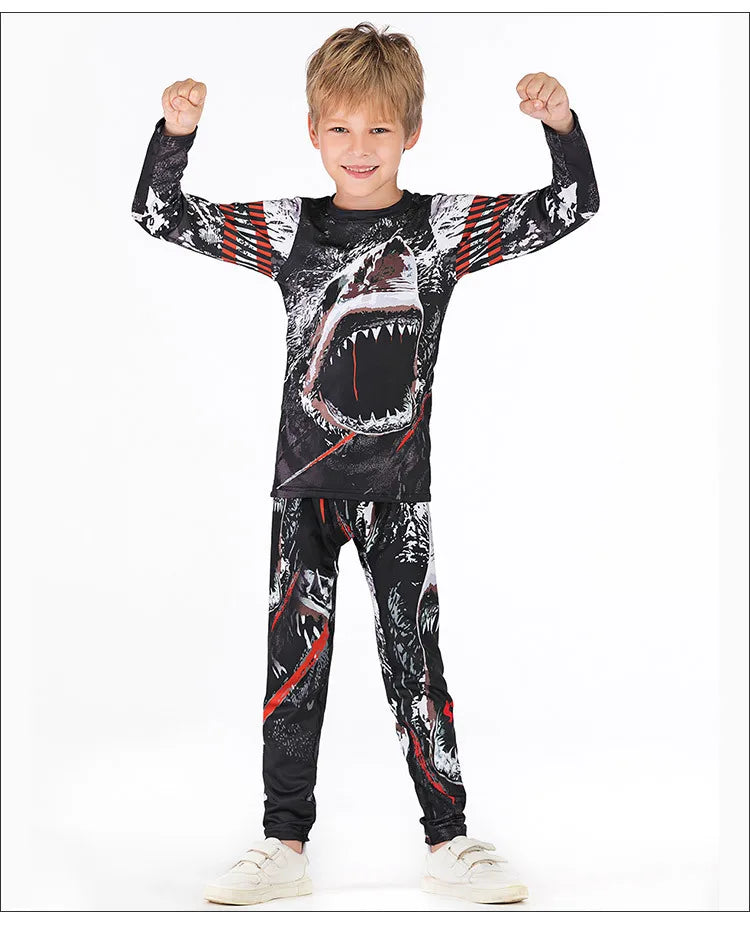 Rashguard Jiu Jitsu Kimono MMA Kid's T-shirt+Pant Sets Kid Rash Guard Children Muay Thai MMA Shorts Kickboxing Boys Gym Clothing