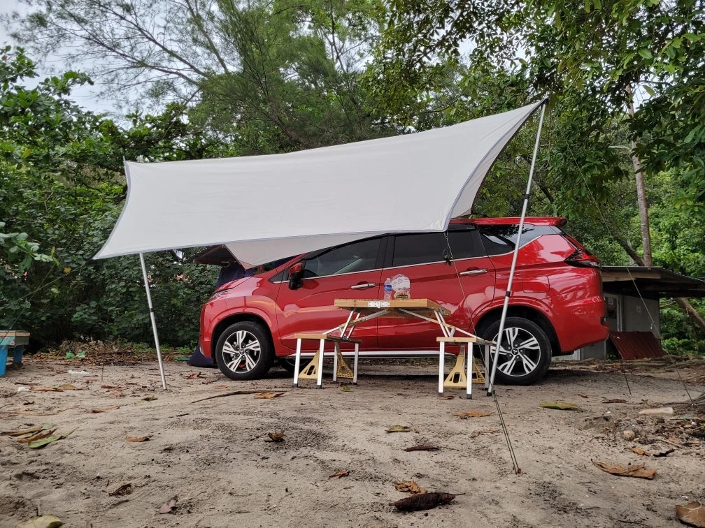 Lightweight 3x4M Hexagonal Camping Tarp Waterproof Awning Sun Shelter Outdoor Canopy for Hiking Beach Picnic Travel