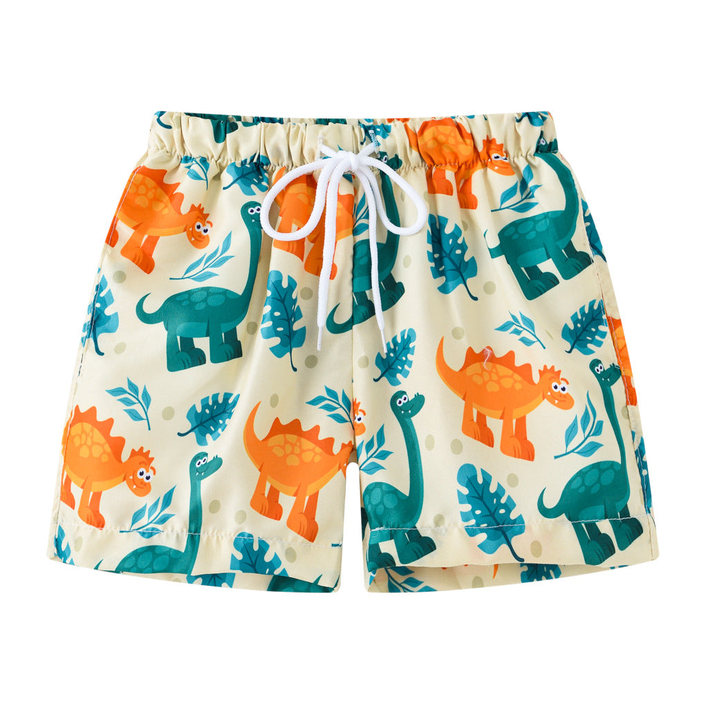 Boys Cartoon Print Beach Shorts Summer Quick Dry Swim Trunks Kids Casual Board Shorts Toddler Swimwear Bathing Suit For 2-8Y
