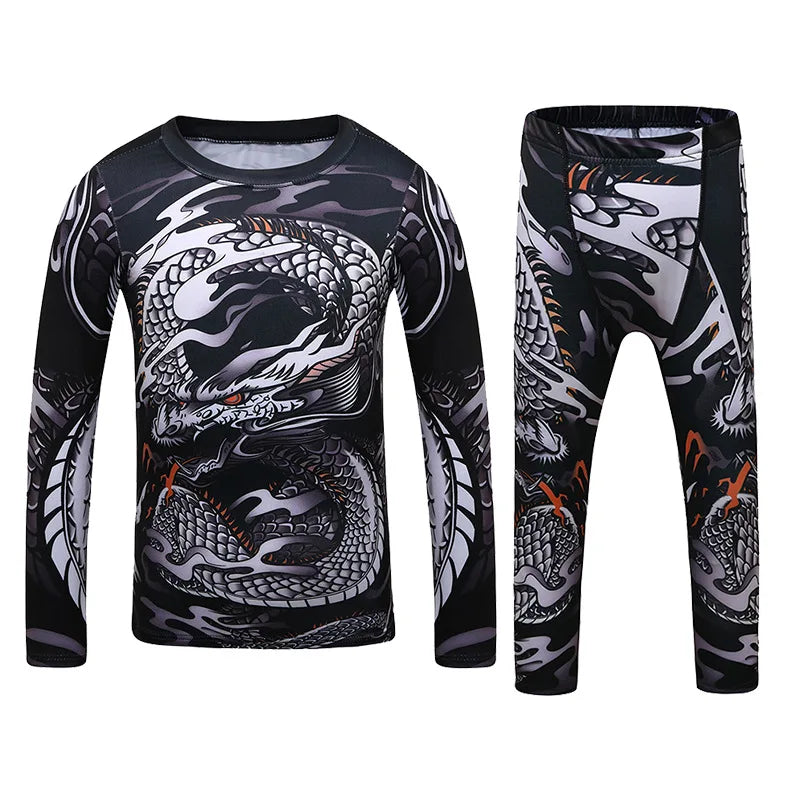 Rashguard Jiu Jitsu Kimono MMA Kid's T-shirt+Pant Sets Kid Rash Guard Children Muay Thai MMA Shorts Kickboxing Boys Gym Clothing