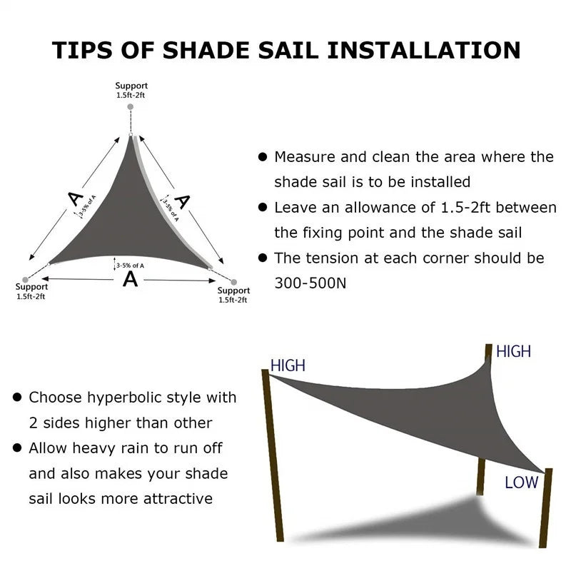 420D Waterproof Square Rectangular Shade sail, Outdoor Garden Swimming Pool Awning, Camping Hiking Sun shelter