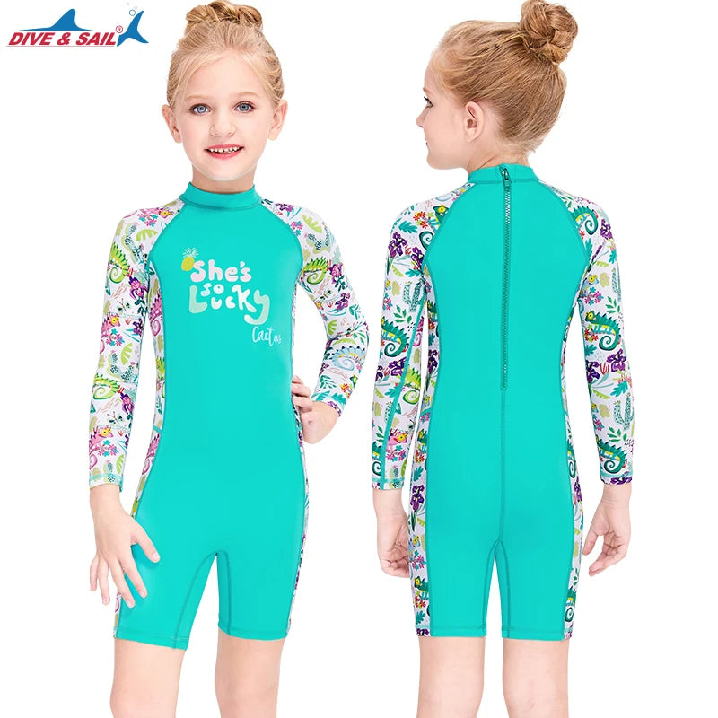 Girls and Boy One Piece Rash Guard Swimsuit Kid Water Sport Short Swimsuit UPF 50+ Sun Protection Bathing Suits