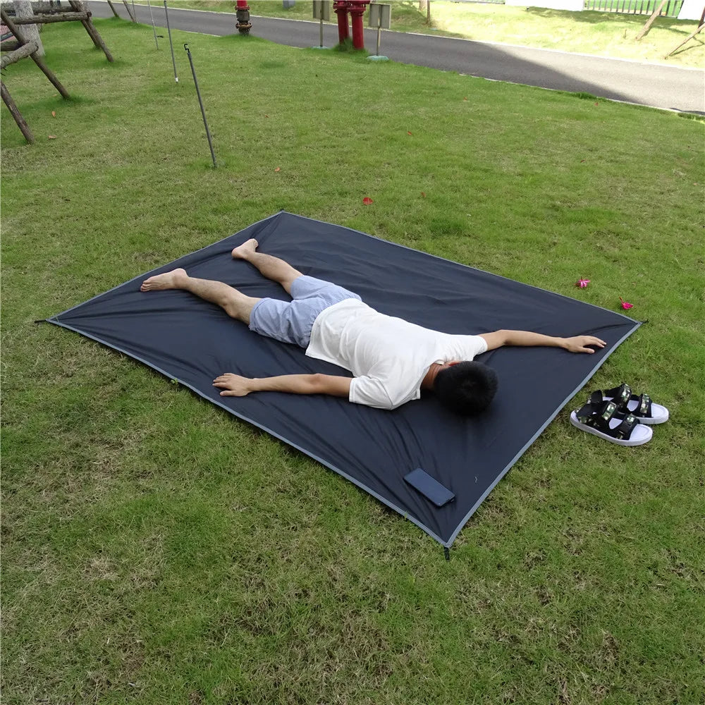 Tent Footprint Ultralight Pocket Picnic Mat with Windproof Stakes Outdoor Camping Portable Folding Waterproof Tent Ground Sheet