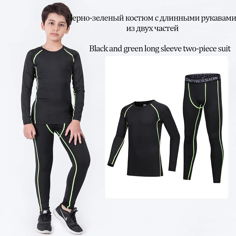 4 Pcs/Set Kid's MMA Compression T-shirt+Pants Rashguard Sportswear Boy Muay Thai Shorts Bjj Gi Rash Guard For Kid Boxing Suits