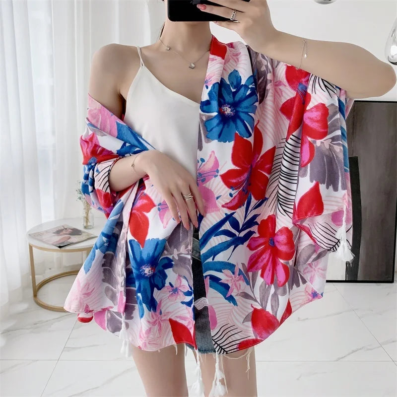 20 Styles 90x180cm Cotton Linen Summer Beach Dress Bikini Cover-ups Sarong Wrap Scarf Women Brazilian Swimsuit Bathing Cover Up