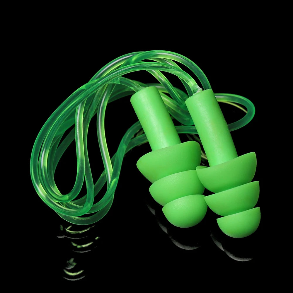 Soft Silicone Ear Plugs with Rope Colorful Swimming Ears Protector Noise Reduction Ear Plug Hearing Protection Pool Accessories