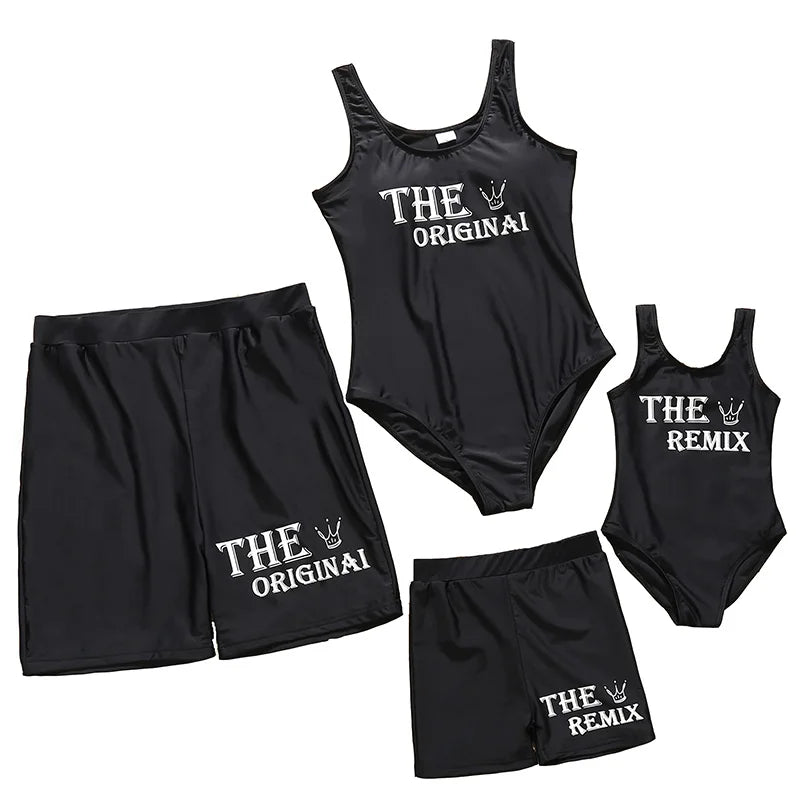 2023 Leaf Swimsuits Family Matching Outfits Look One-Piece Mother Daughter Swimwear Mommy and Me Clothes Father Son Swim Shorts