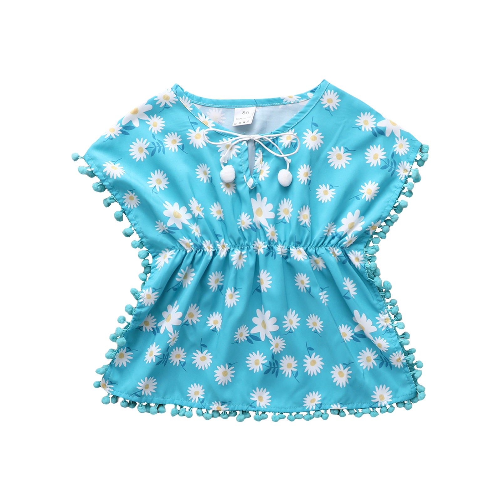 0-5Y Baby Girls Swimwear Cover-up 2026 Summer Leopard Tassel Kids Beach Dress Poncho Swimsuits Bikini Cover Ups Toddler Sundress
