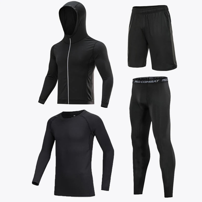 4 Pcs/Set Kid's MMA Compression T-shirt+Pants Rashguard Sportswear Boy Muay Thai Shorts Bjj Gi Rash Guard For Kid Boxing Suits