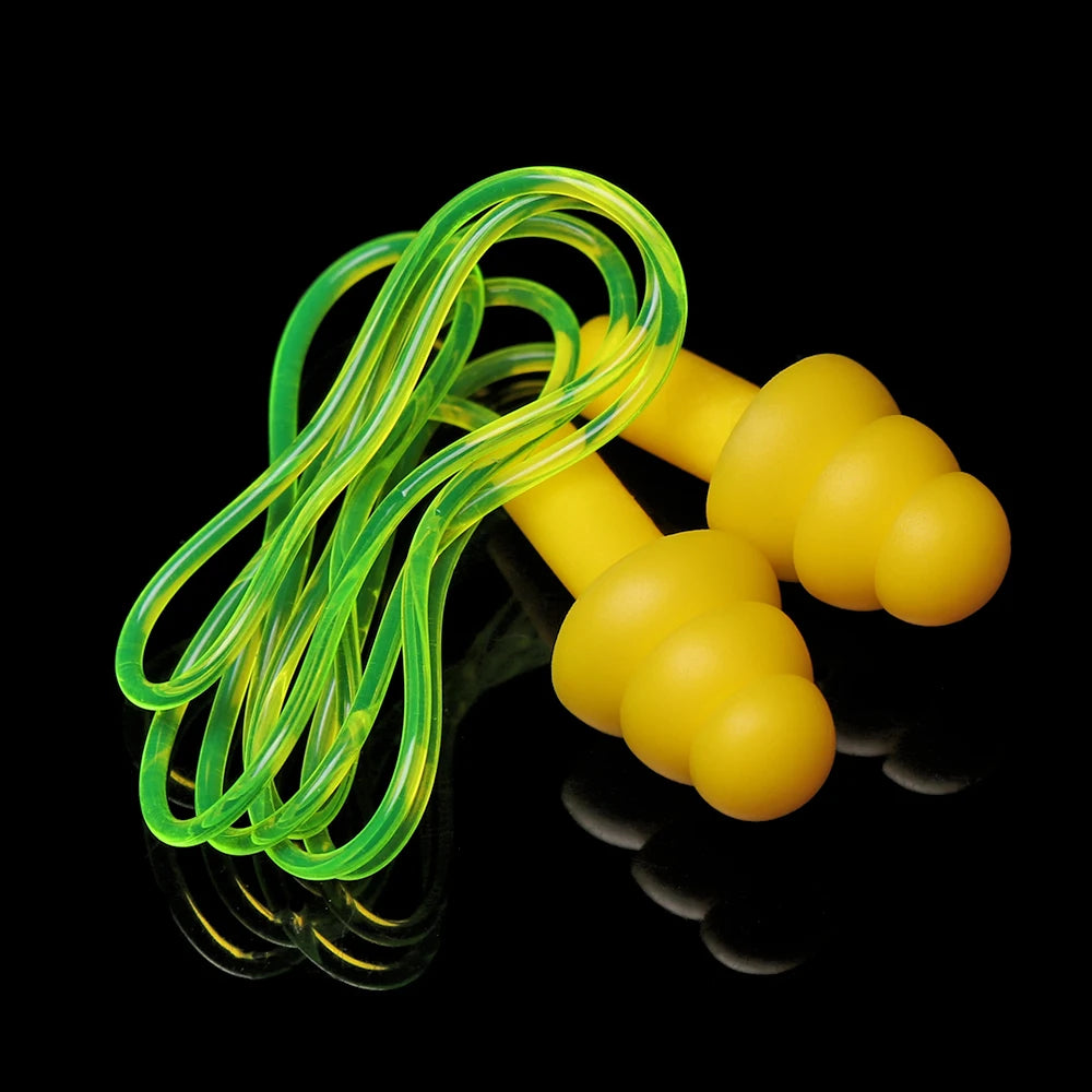 Soft Silicone Ear Plugs with Rope Colorful Swimming Ears Protector Noise Reduction Ear Plug Hearing Protection Pool Accessories
