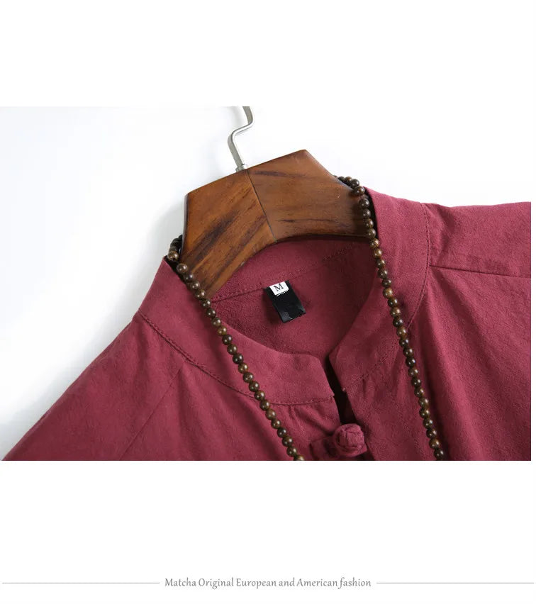 Mens Linen Sets 2023 Summer Men Streetwear Jogger Shirts+Long Pants Male Chinese Style 2 Pieces Hanfu Tracksuit Tang Suit 5Xl