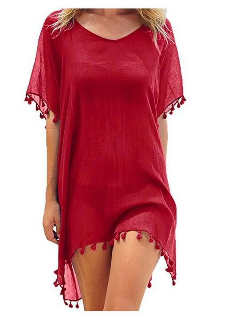 Women Beach Cover Up Lace Hollow Crochet Swimsuit Beach Dress Women 2025 Summer Cover-Ups Bathing Suit Ladies Beach Wear Tunic