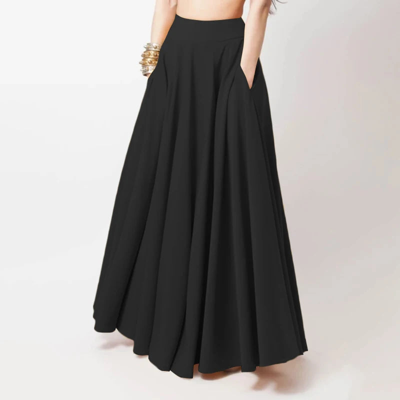 2024 ZANZEA Women Spring Sundress Fashion Maxi Skirts Elegant Long Party Vestidos Female High Waist Solid Robe Beach Faldas Saia