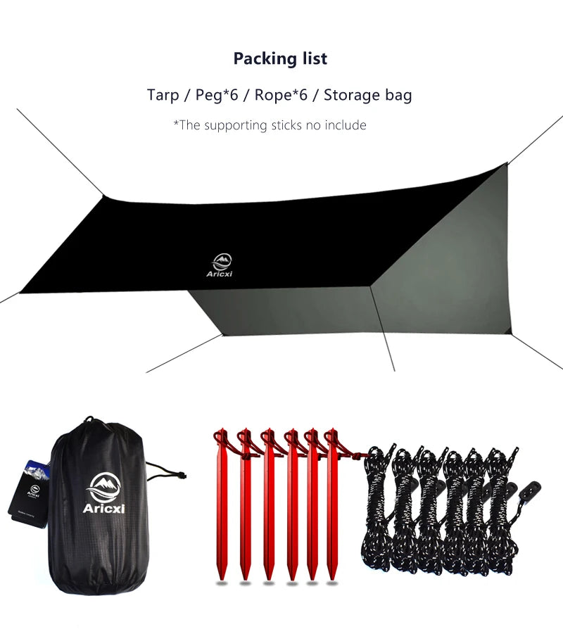3.6x2.8m Beach Sun Shelter Tarp Tent Shade Ultralight UV Garden Awning Canopy Sunshade Outdoor Camping Hammock Rain Fly