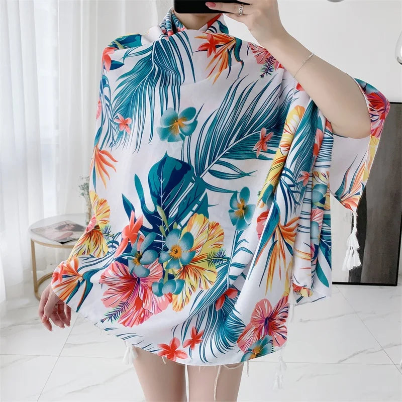 20 Styles 90x180cm Cotton Linen Summer Beach Dress Bikini Cover-ups Sarong Wrap Scarf Women Brazilian Swimsuit Bathing Cover Up