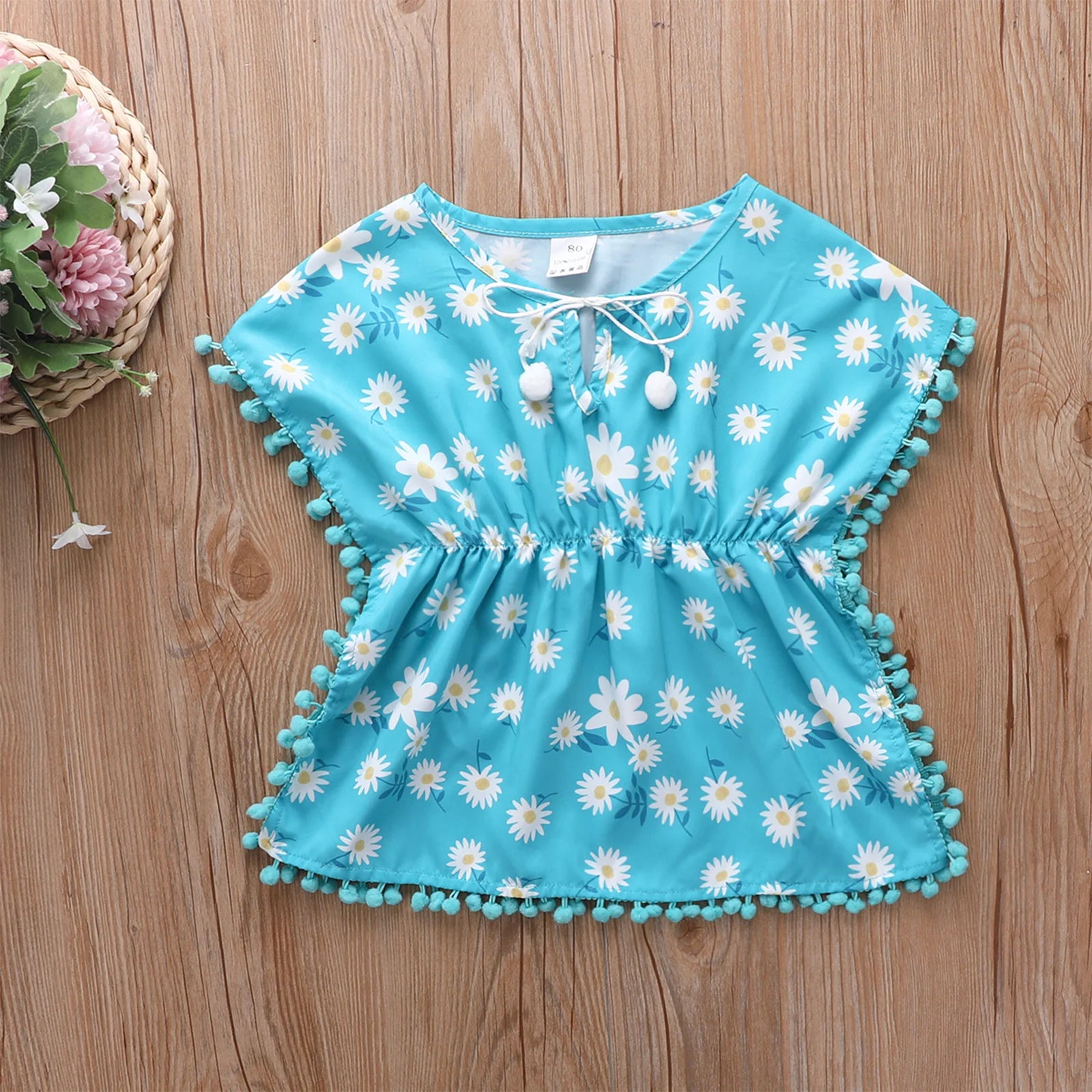0-5Y Baby Girls Swimwear Cover-up 2026 Summer Leopard Tassel Kids Beach Dress Poncho Swimsuits Bikini Cover Ups Toddler Sundress