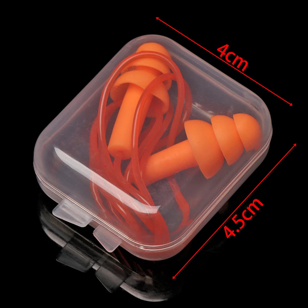 Soft Silicone Ear Plugs with Rope Colorful Swimming Ears Protector Noise Reduction Ear Plug Hearing Protection Pool Accessories