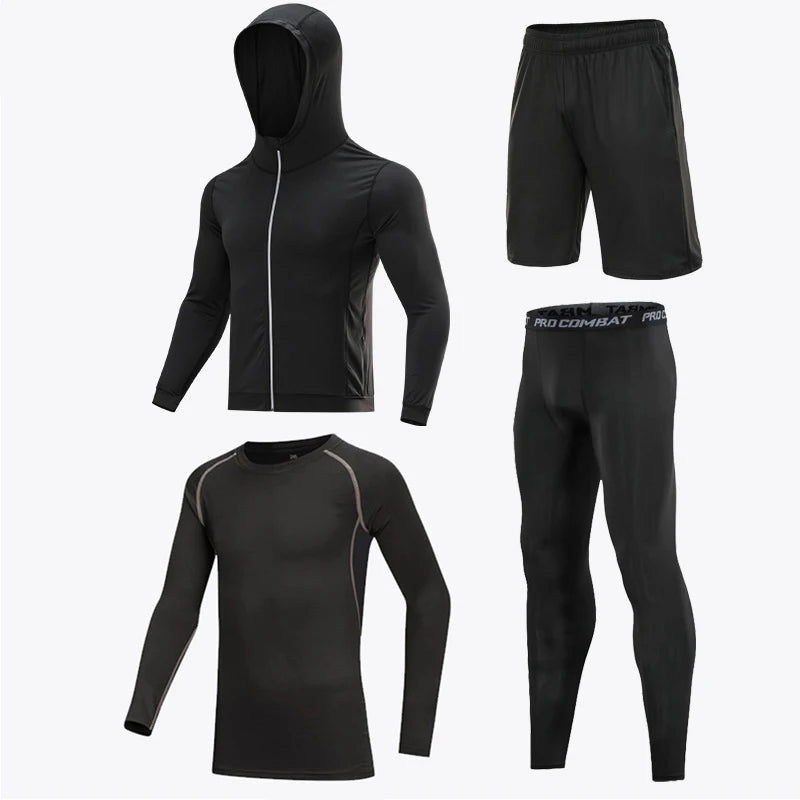 4 Pcs/Set Kid's MMA Compression T-shirt+Pants Rashguard Sportswear Boy Muay Thai Shorts Bjj Gi Rash Guard For Kid Boxing Suits
