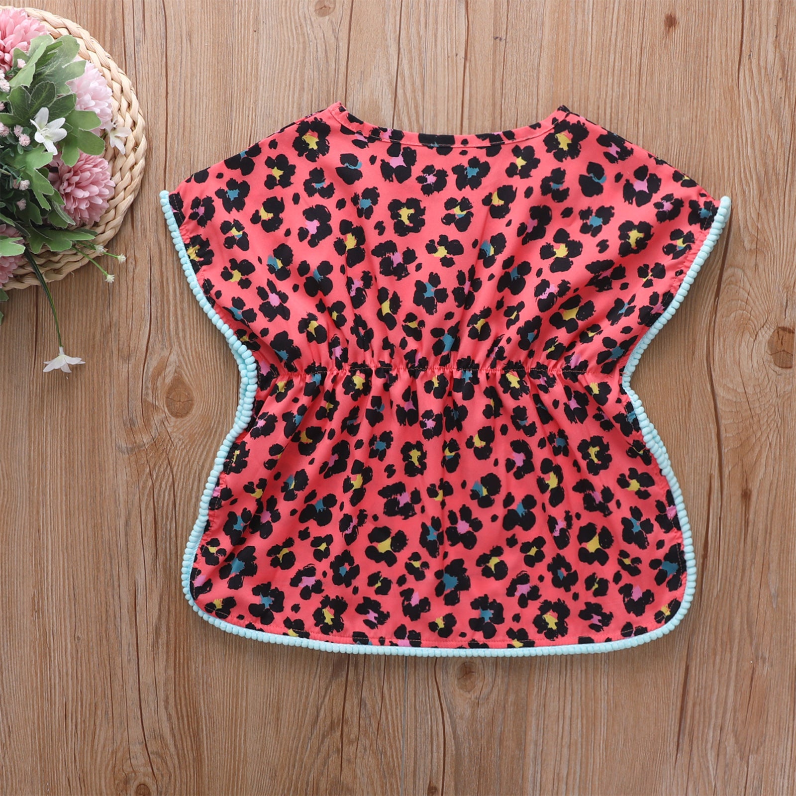 0-5Y Baby Girls Swimwear Cover-up 2026 Summer Leopard Tassel Kids Beach Dress Poncho Swimsuits Bikini Cover Ups Toddler Sundress