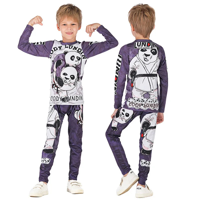Rashguard Jiu Jitsu Kimono MMA Kid's T-shirt+Pant Sets Kid Rash Guard Children Muay Thai MMA Shorts Kickboxing Boys Gym Clothing