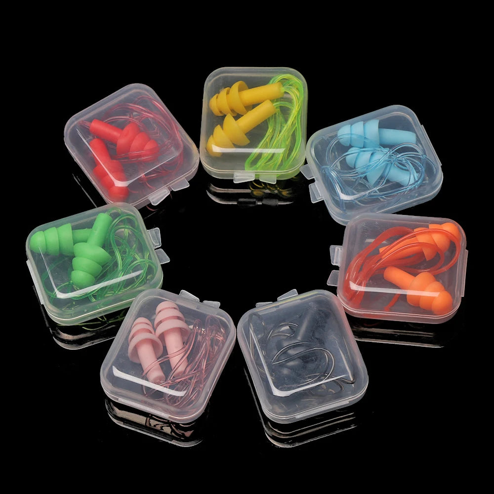 Soft Silicone Ear Plugs with Rope Colorful Swimming Ears Protector Noise Reduction Ear Plug Hearing Protection Pool Accessories
