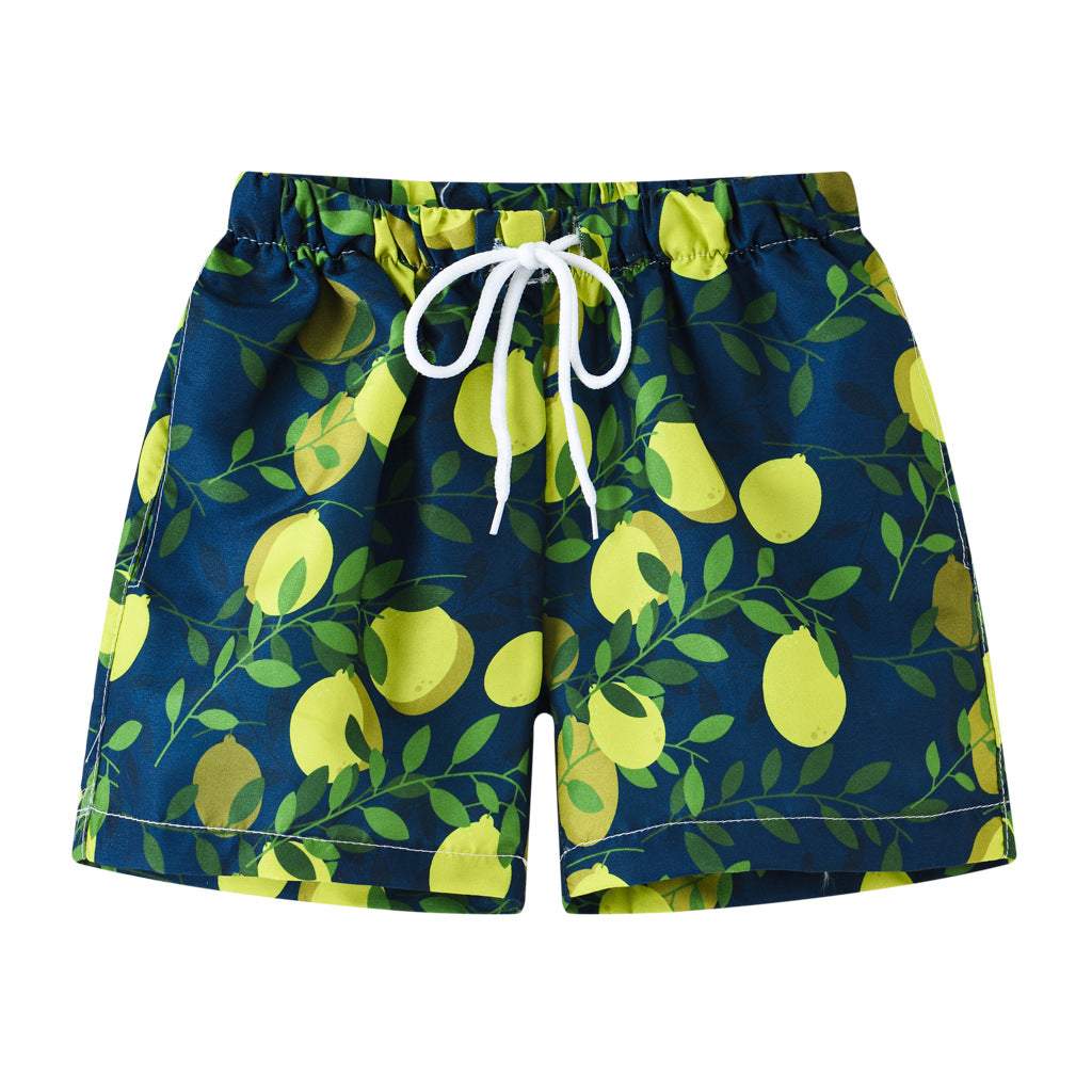 Boys Cartoon Print Beach Shorts Summer Quick Dry Swim Trunks Kids Casual Board Shorts Toddler Swimwear Bathing Suit For 2-8Y