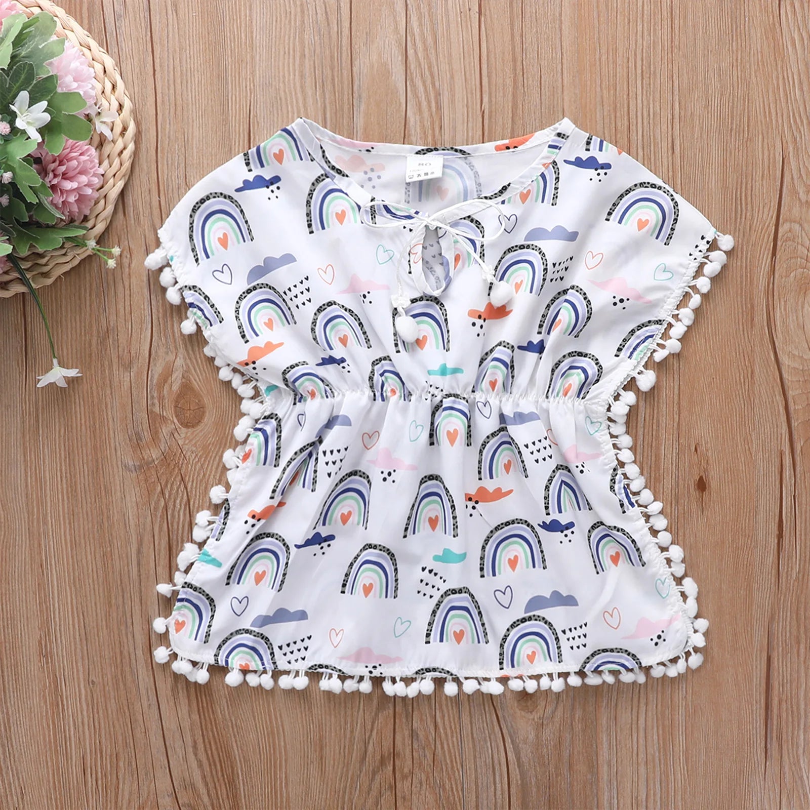 0-5Y Baby Girls Swimwear Cover-up 2026 Summer Leopard Tassel Kids Beach Dress Poncho Swimsuits Bikini Cover Ups Toddler Sundress