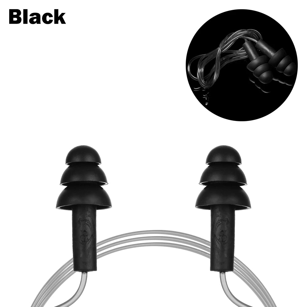 Soft Silicone Ear Plugs with Rope Colorful Swimming Ears Protector Noise Reduction Ear Plug Hearing Protection Pool Accessories