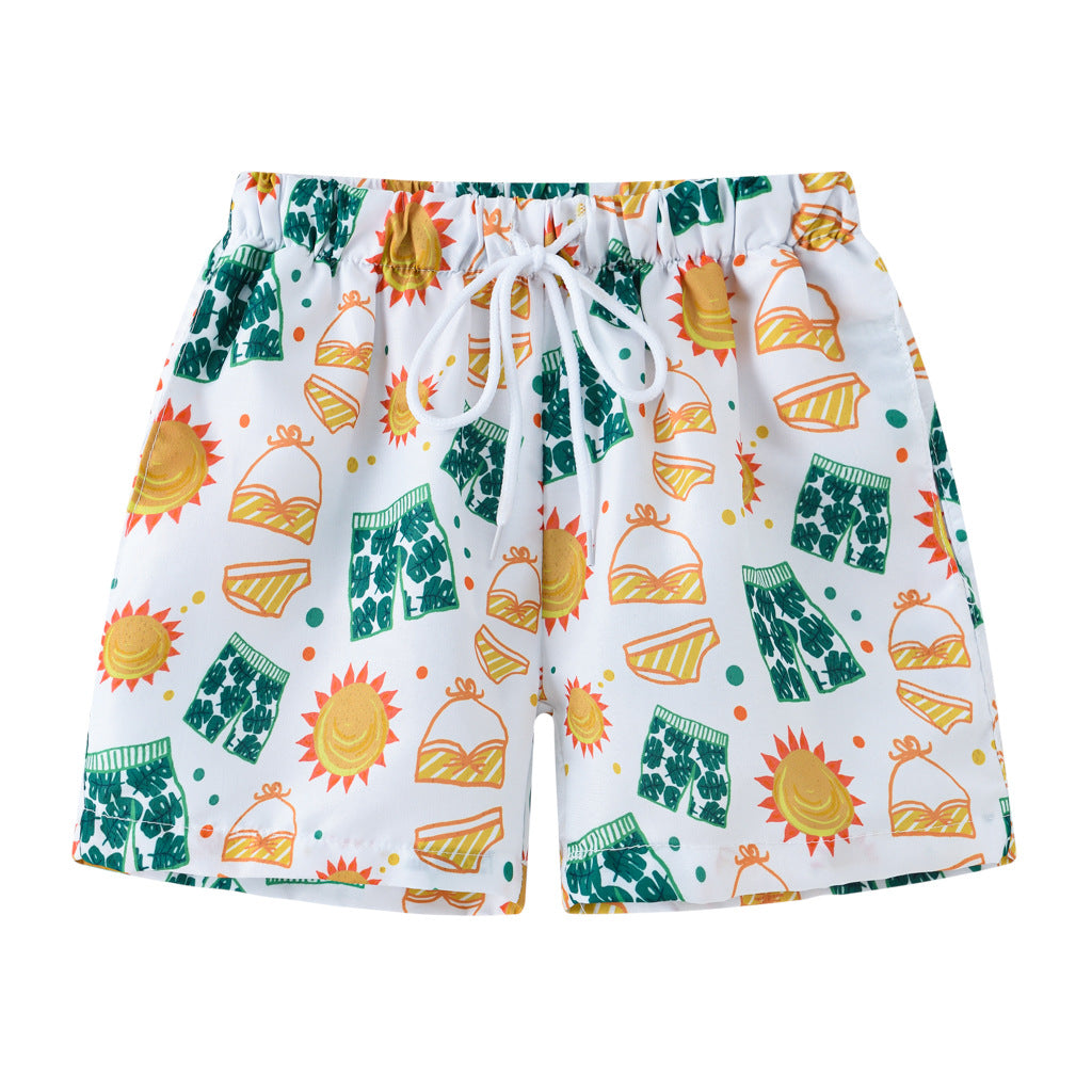 Boys Cartoon Print Beach Shorts Summer Quick Dry Swim Trunks Kids Casual Board Shorts Toddler Swimwear Bathing Suit For 2-8Y